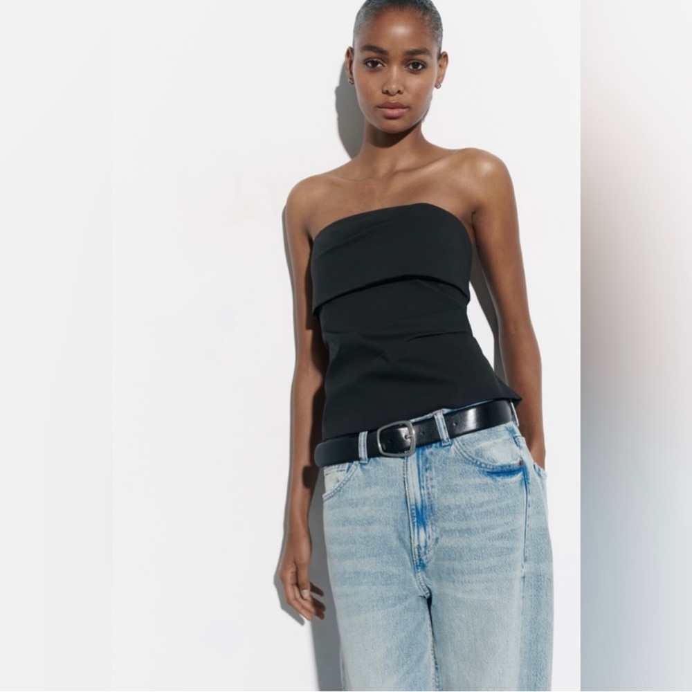 Zara black PLEATED TOP